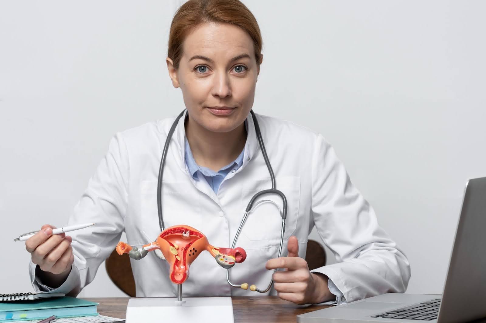 Doctor with anatomic model