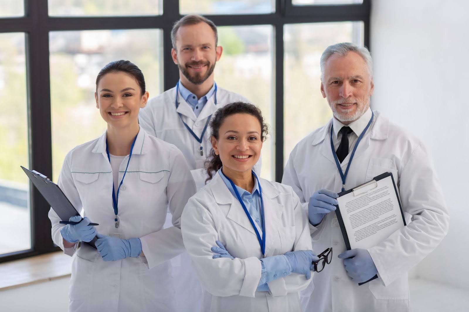Doctors smiling into the camera