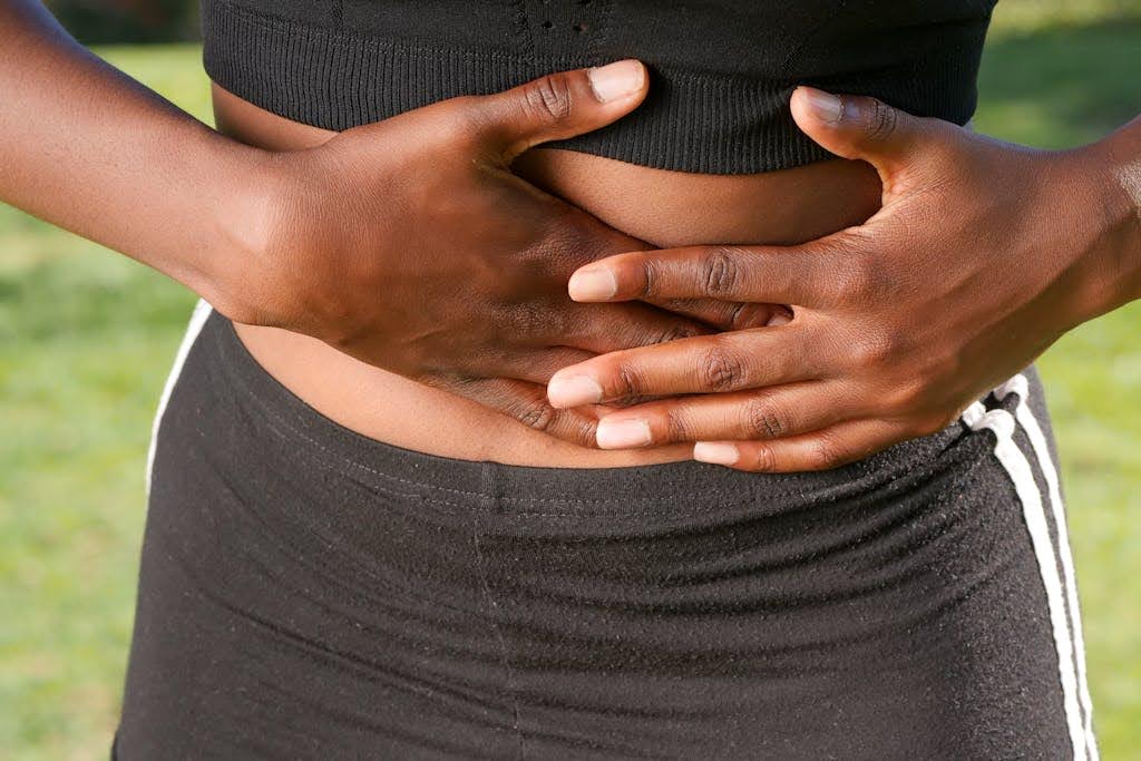 Woman with abdominal pain.