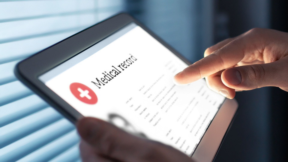 Medical record being displayed on tablet