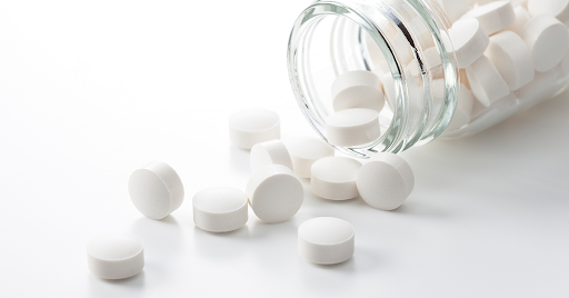 image of pain relievers against a white background