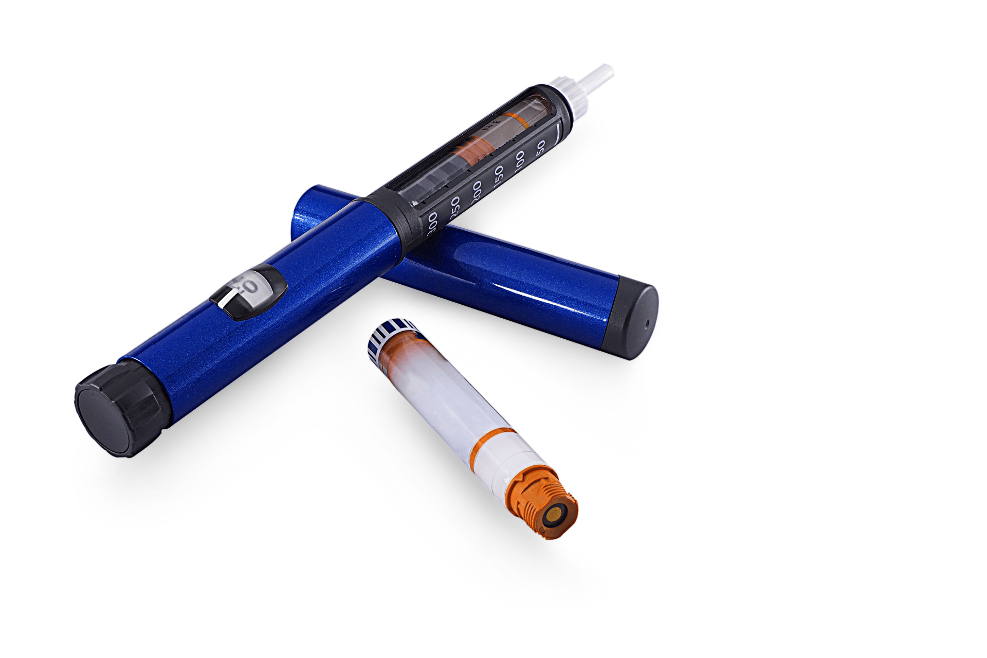 Insulin pen device with a separate insulin cartridge used for diabetes management.