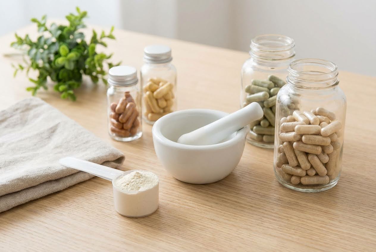 Tablet displaying a calendar with circled dates, a notebook, and glasses on a wooden desk, with a stethoscope in the background.