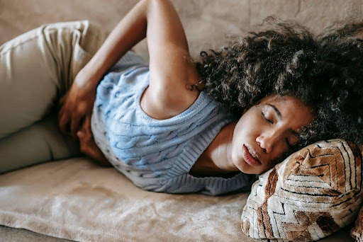 Woman in pain.